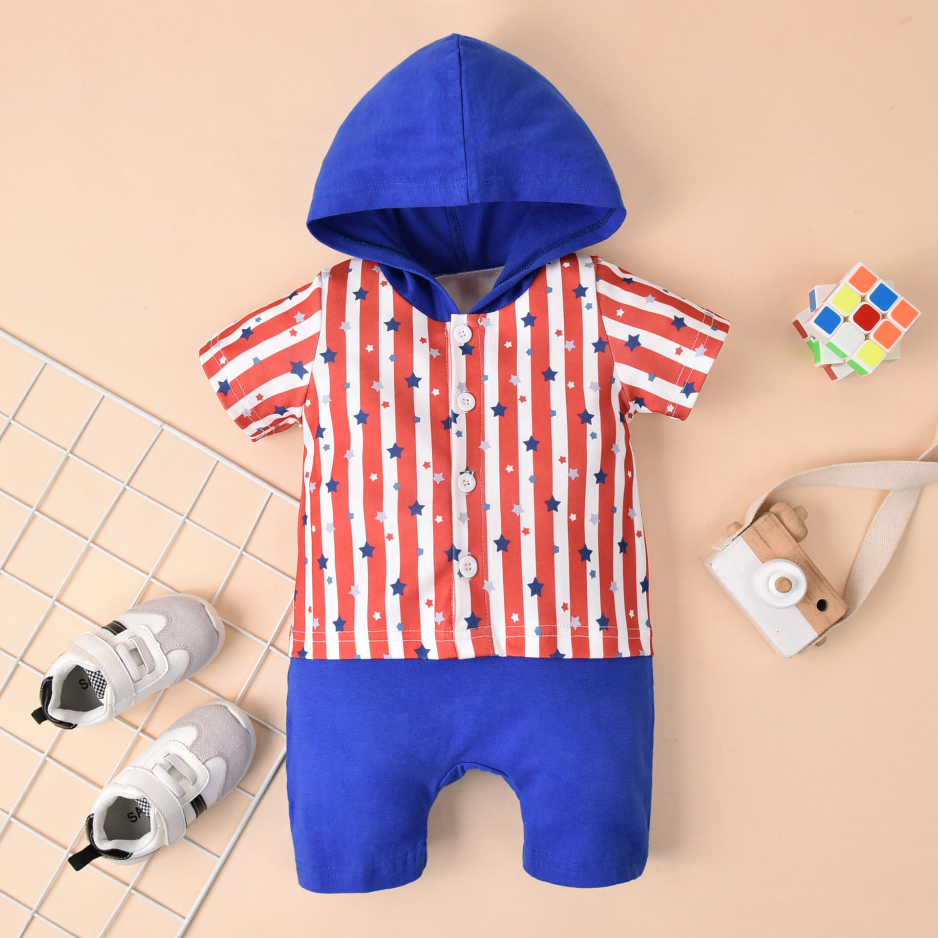 Baby Boy Independence Day Stripe Rompers