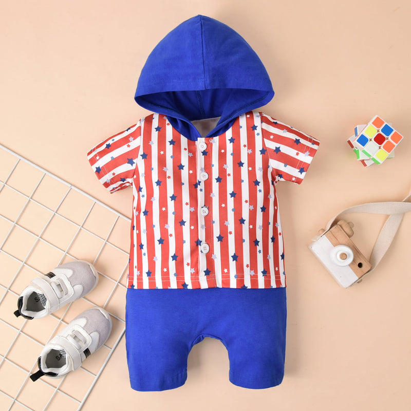 Baby Boy Independence Day Stripe Rompers