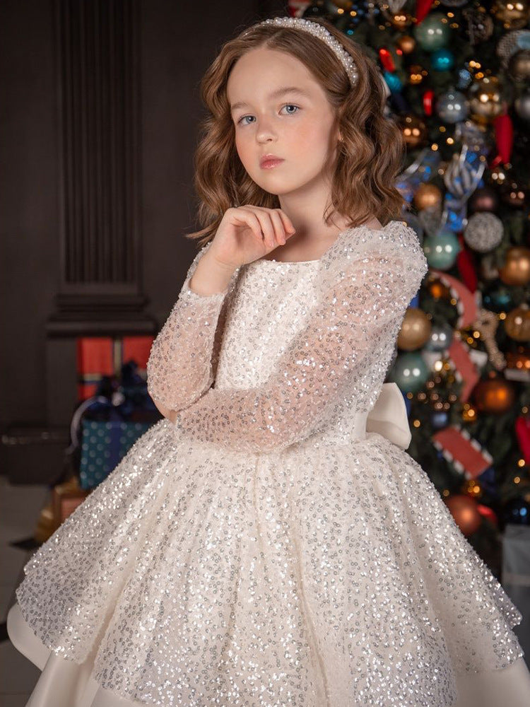 Kid Baby Girl Light Luxury Princess Birthday Pompous Flower Piano Dresses