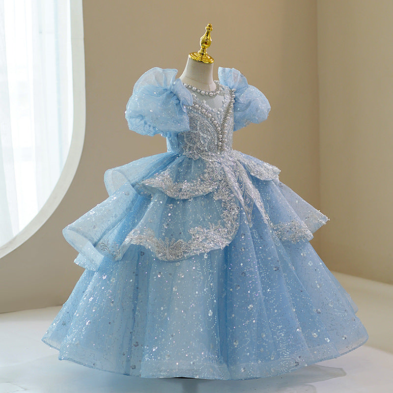 Kid Girl Princess Flower Wedding Birthday Host Dress