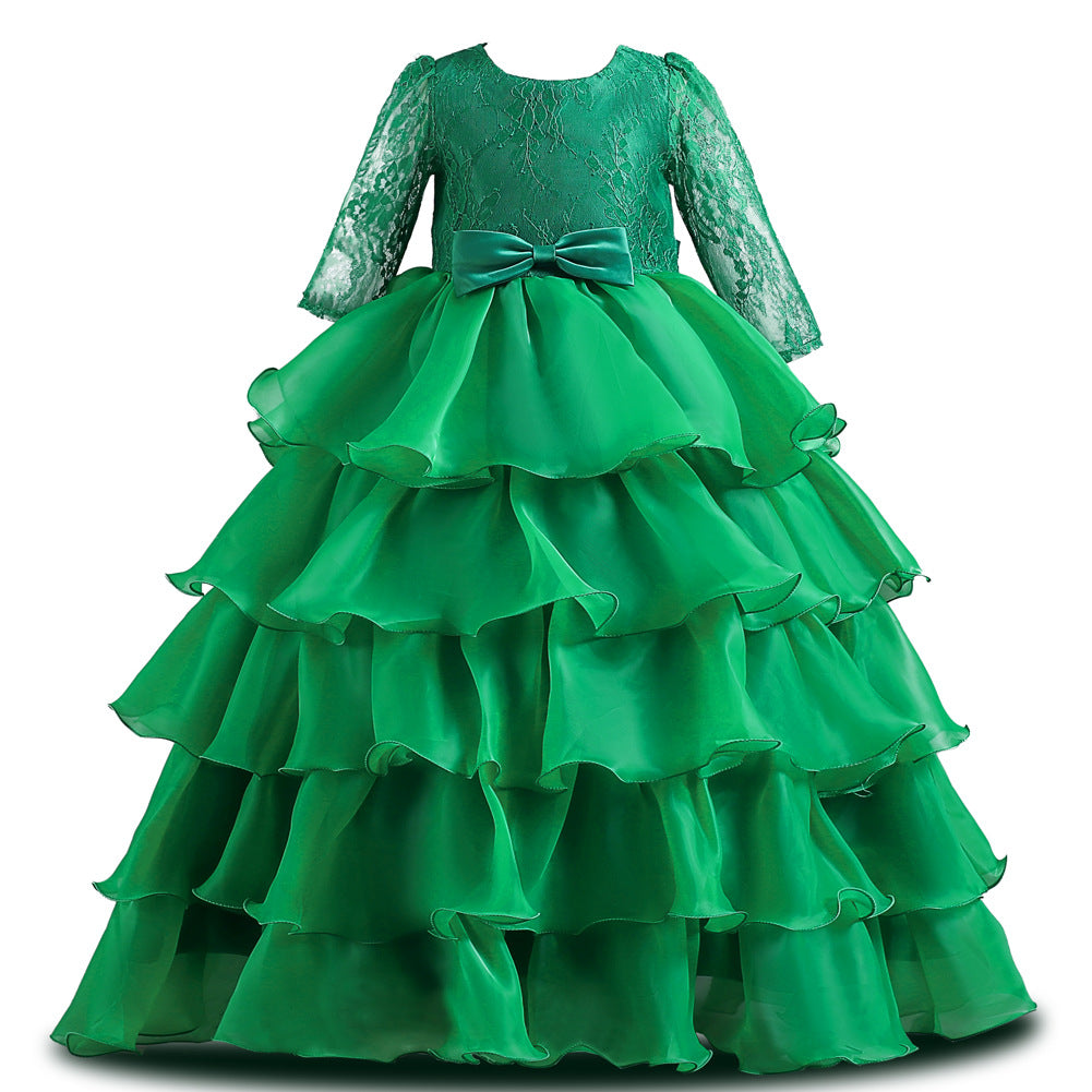 Kid Girl Christmas Party Lace Fluffy Yarn Dress