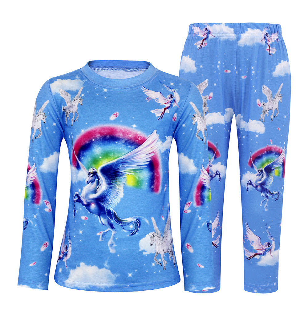 Kid Baby Boy Girl Spring Autumn Unicorn Cute Cartoon Print Loungewear Pajamas
