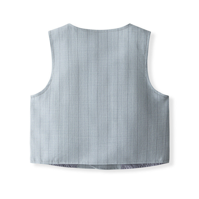 Kid Baby Boy Double-breasted British Performance Suit 4 Pcs Sets