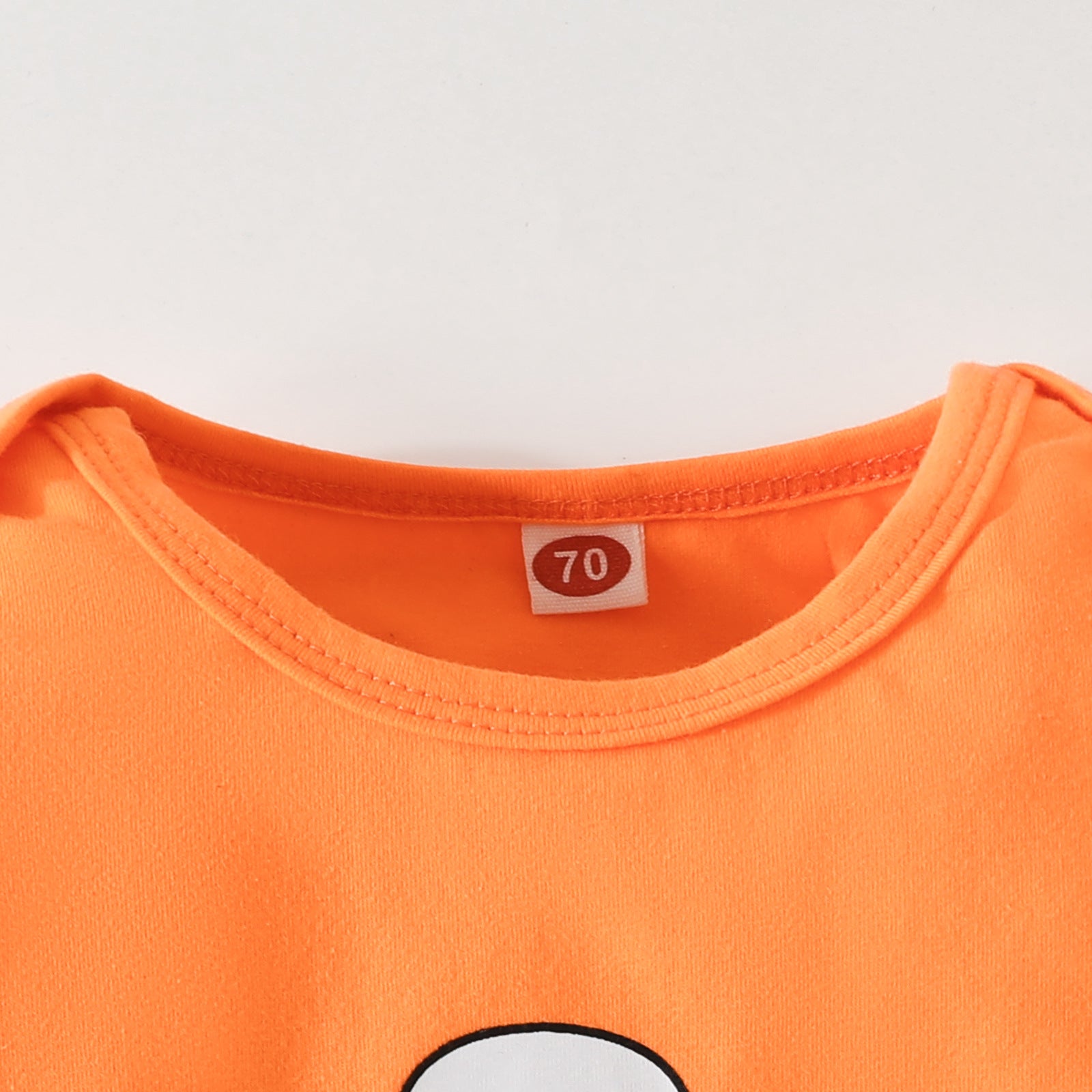 Halloween Baby Orange Skull Print Long Sleeve Stitching 3 Pcs Sets