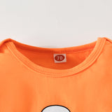 Halloween Baby Orange Skull Print Long Sleeve Stitching 3 Pcs Sets