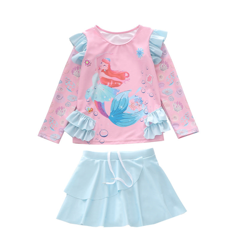 Kid Baby Girls Split Three-dimensional Lotus Leaf Swimsuit