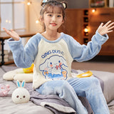 Kid Baby Girls Home Flannel Pajamas Cartoon Velvet Suit