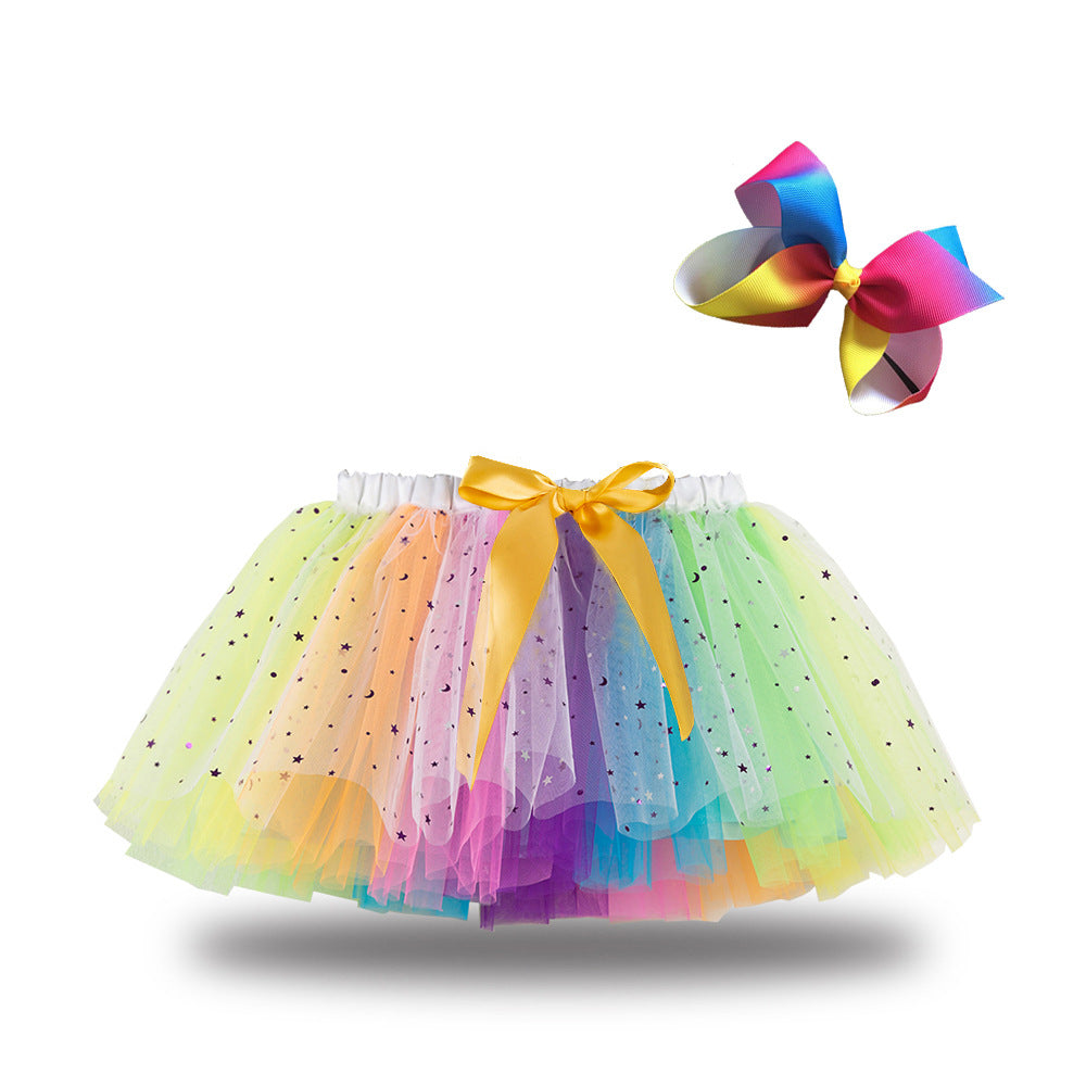 Kid Baby Girls Lining Send Bow Hairpin Fluffy Skirts