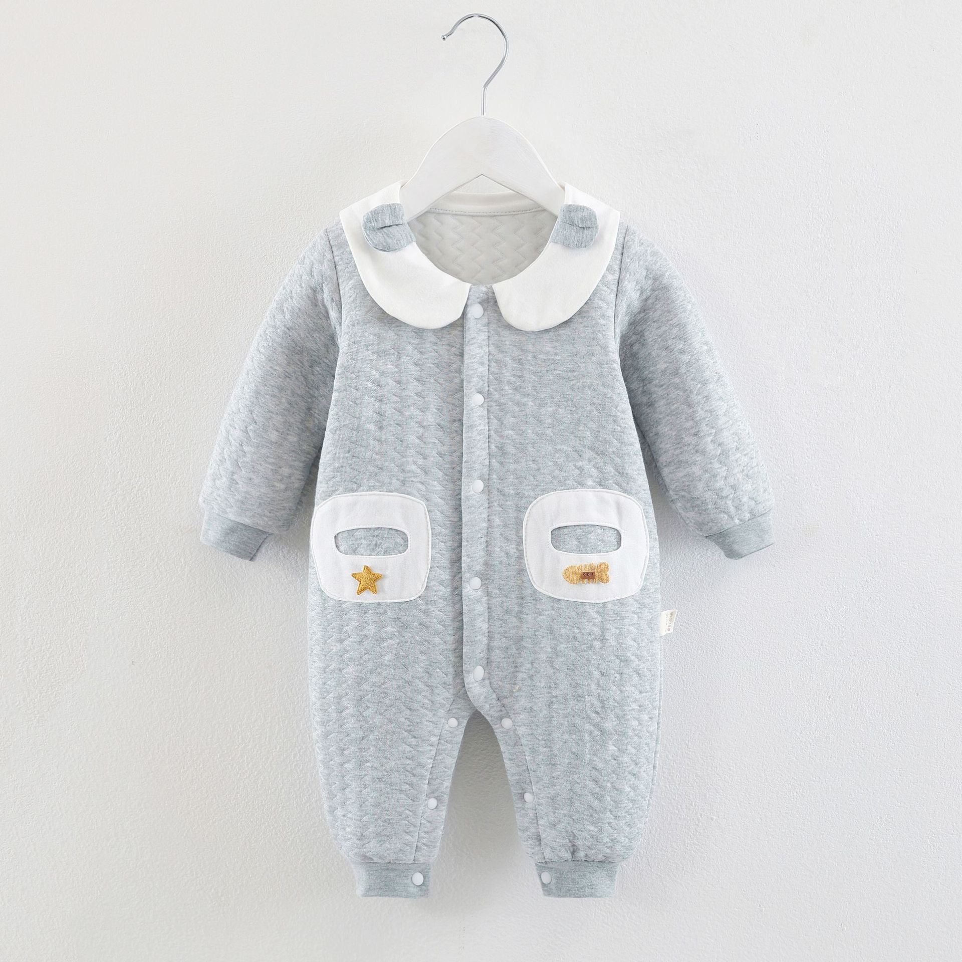 Baby Autumn Winter Cotton Three-layer Warm One-piece Thickened Rompers