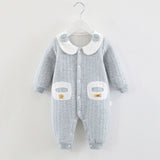 Baby Autumn Winter Cotton Three-layer Warm One-piece Thickened Rompers