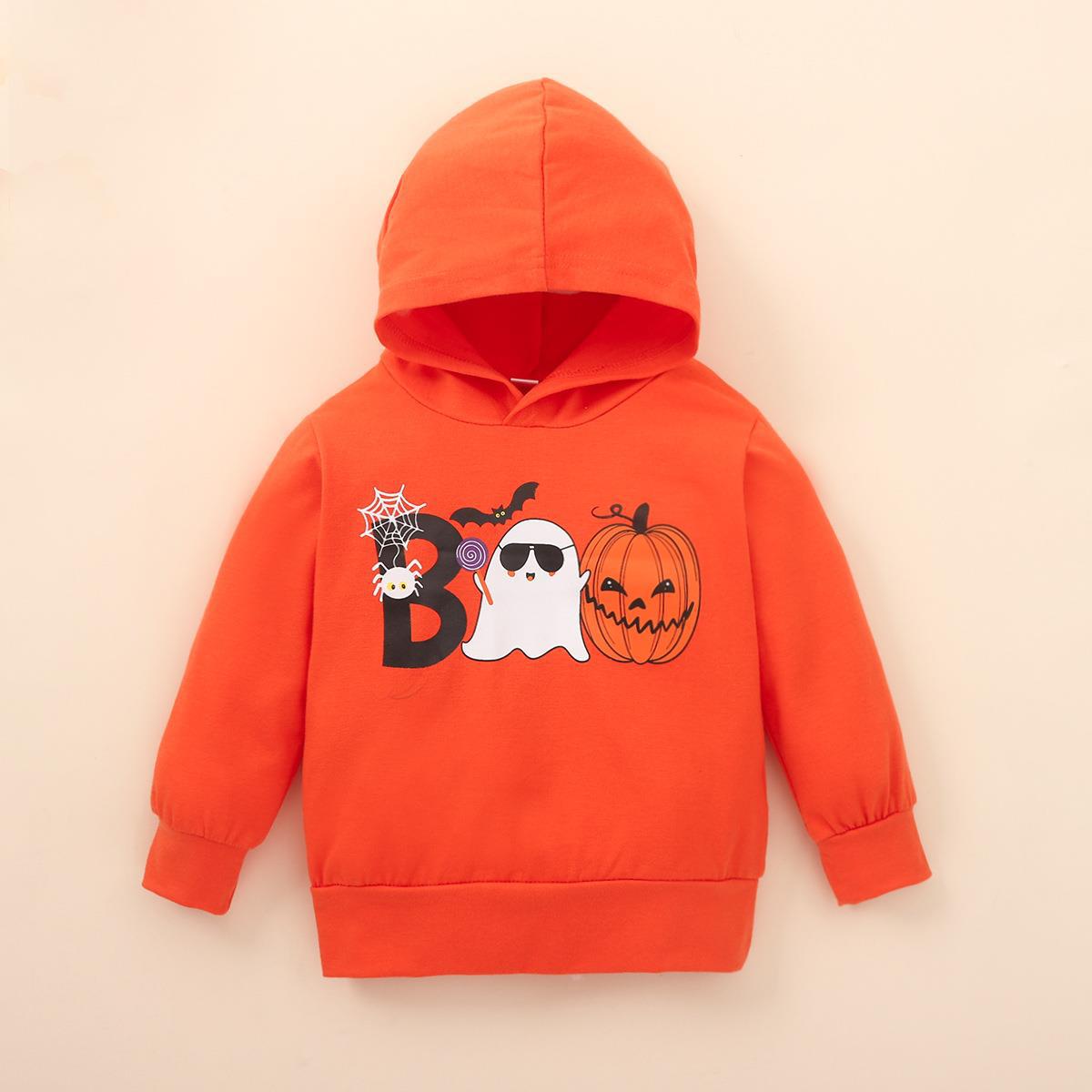 Halloween Kid Baby Boy Girl Pumpkin Orange Hoodie 2 Pcs Set