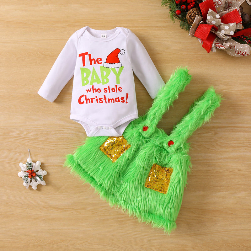 Baby Girl Christmas Weird Plush Strap Letter 2 Pcs Sets