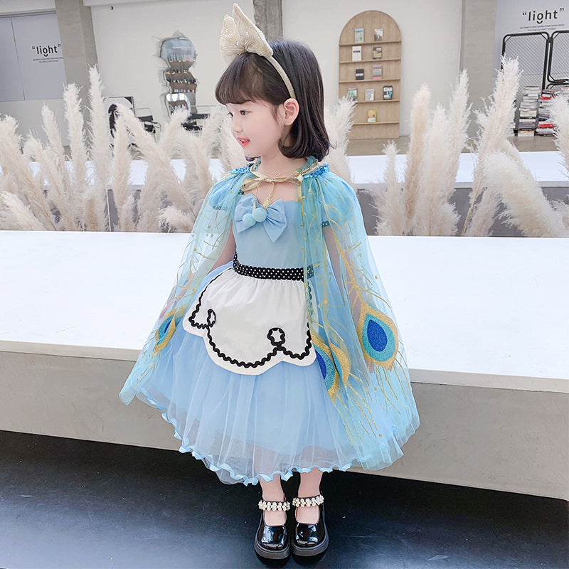 Kid Girl Mesh Christmas Glitter Gauze Thin Shawl Cloak Coats