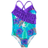 Kid Girls Swimsuit One-piece Flower Print Swimsuit