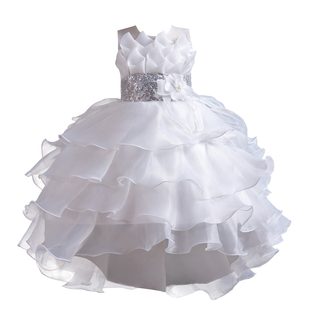 Kid Girls Formal Flower Organza Cake Princess Dresses