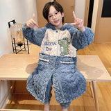 Kid Boy Pajamas Thickened Warm Flannel Coral Fleece Winter Pajamas