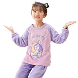Kid Baby Girls Home Flannel Pajamas Cartoon Velvet Suit