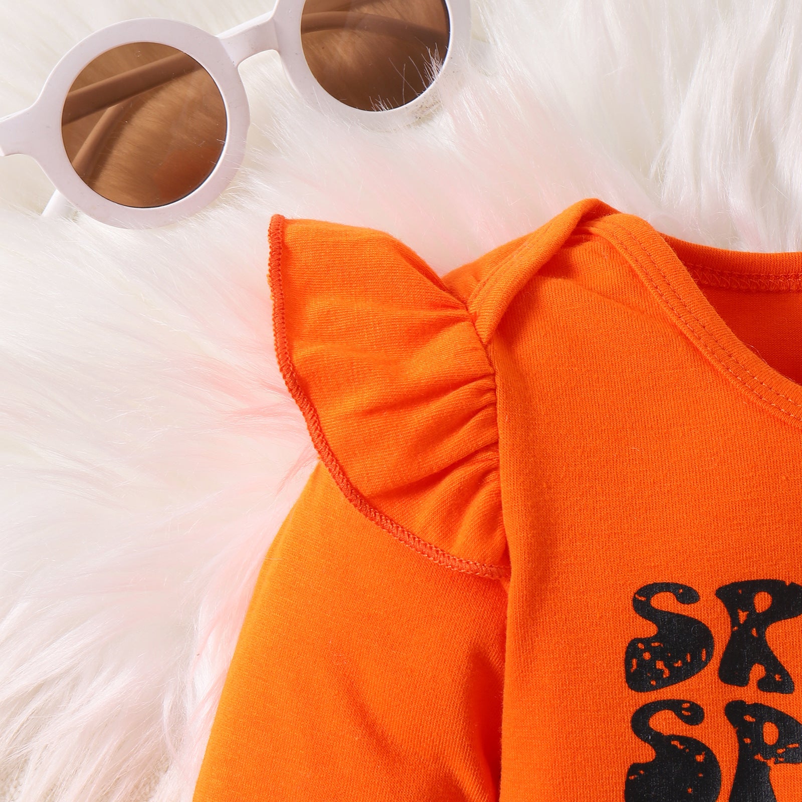 Baby Girls Halloween Printed Letter Pumpkin 2 Pcs Sets