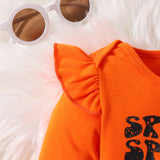 Baby Girls Halloween Printed Letter Pumpkin 2 Pcs Sets