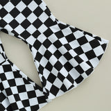 Halloween Kid Baby Girl Witch Letter Long Sleeve Checkered Bell 2 Pcs Sets