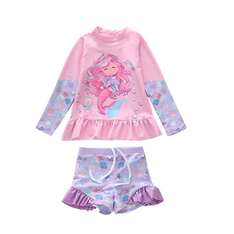 Kid Girl Split Three-dimensional Lotus Leaf Swimsuit