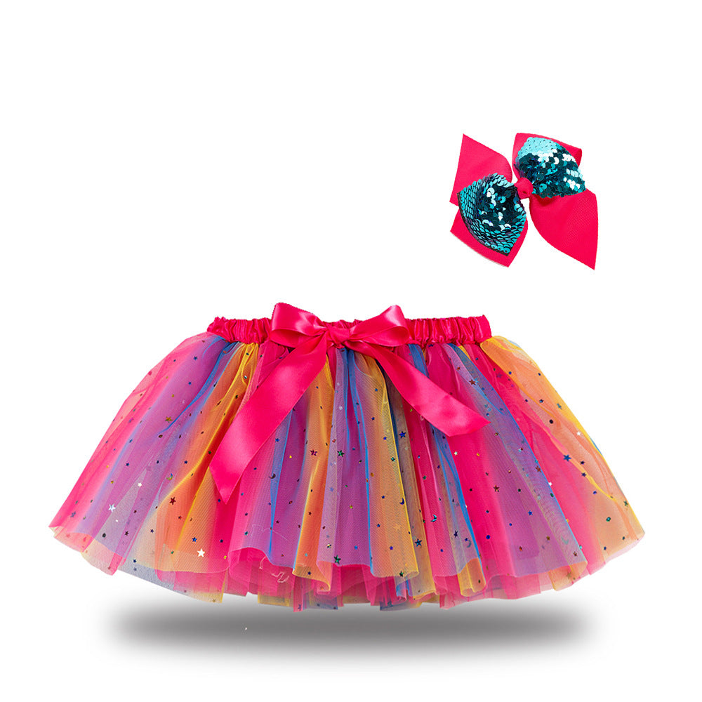 Kid Baby Girls Lining Send Bow Hairpin Fluffy Skirts
