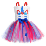 Girls Princess Unicorn Kids July Fourth Independence Day Carnival Dress