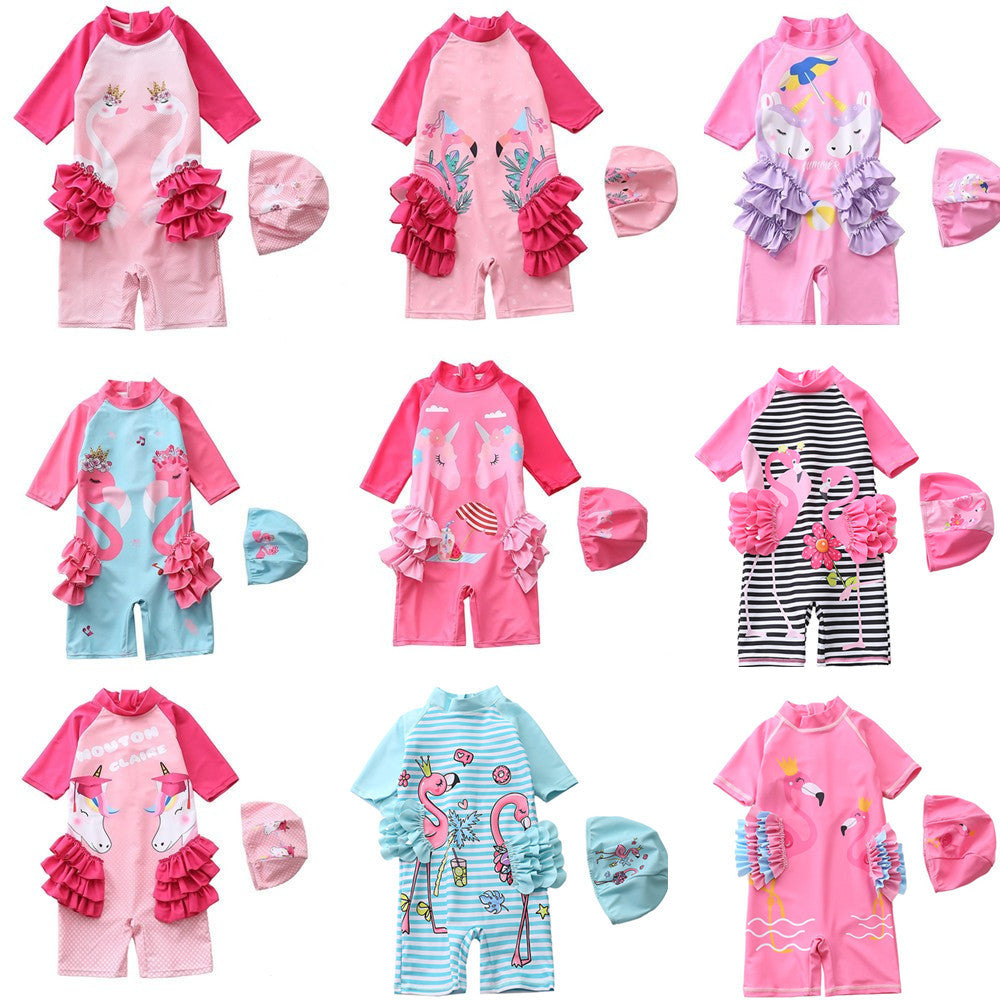 Baby Girl One-piece Flamingos Swimsuits