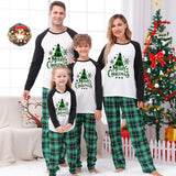 Family Matching Home Suit Christmas Plaid Patchwork Printed Pajamas