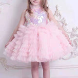 Kid Girl First Birthday Princess High-end Winter Flower Dresses