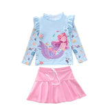 Kid Girl Split Mermaid Long-sleeved Sun-proof Swimsuit