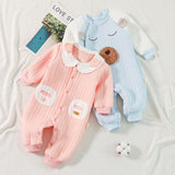 Baby Autumn Winter Cotton Three-layer Warm One-piece Thickened Rompers