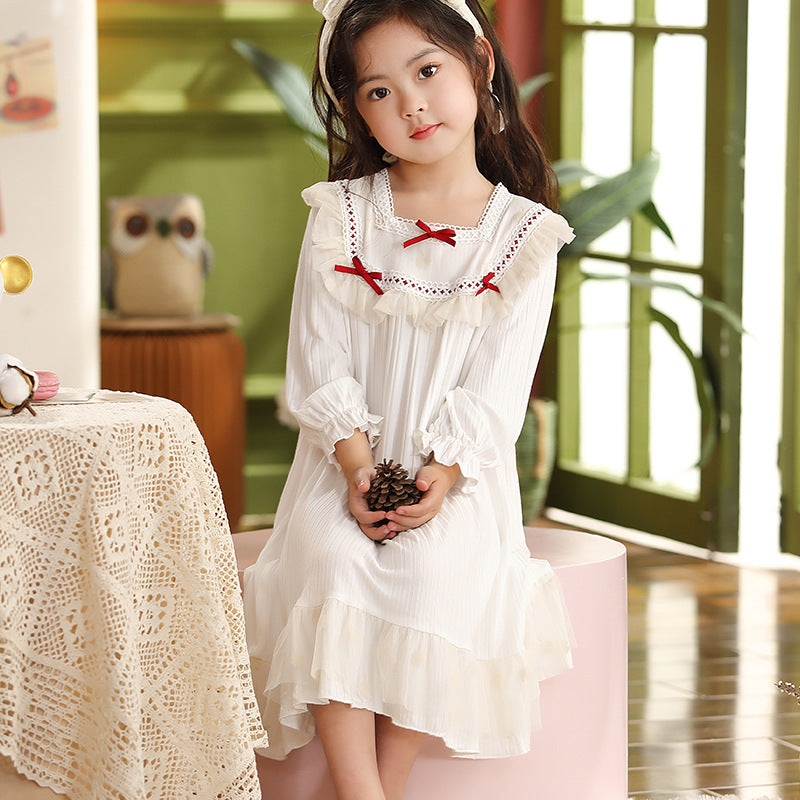 Kid Girl Spring Autumn Thin Palace Home Pajamas