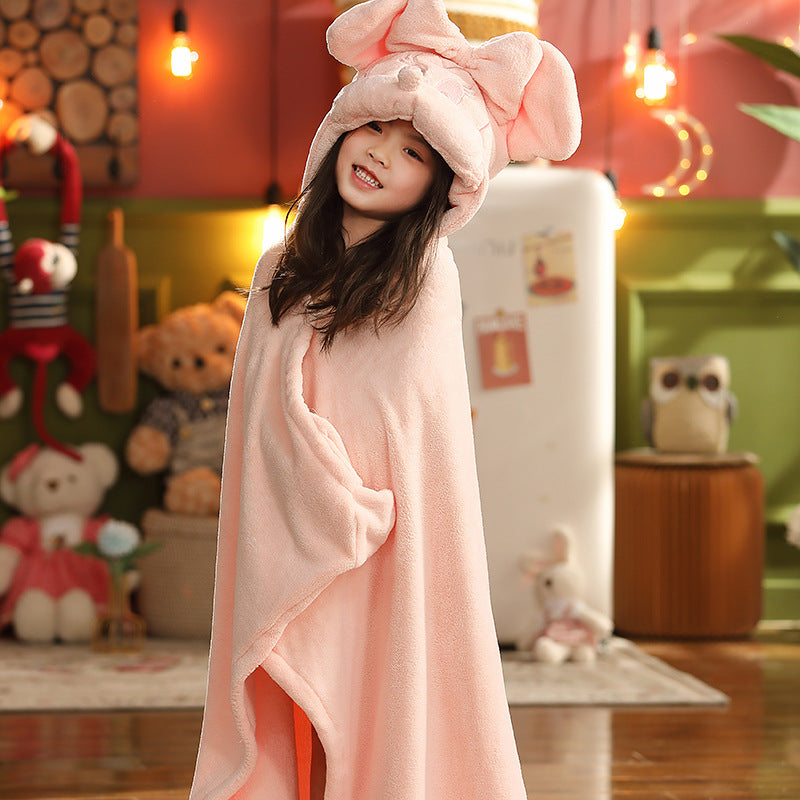Kid Girl Autumn Winter Bathrobe Flannel Gown Nightwear Pajamas