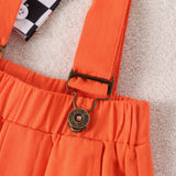 Halloween Kid Baby Boys Long Sleeve Pumpkin Plaid Gentleman 2 Pcs Sets