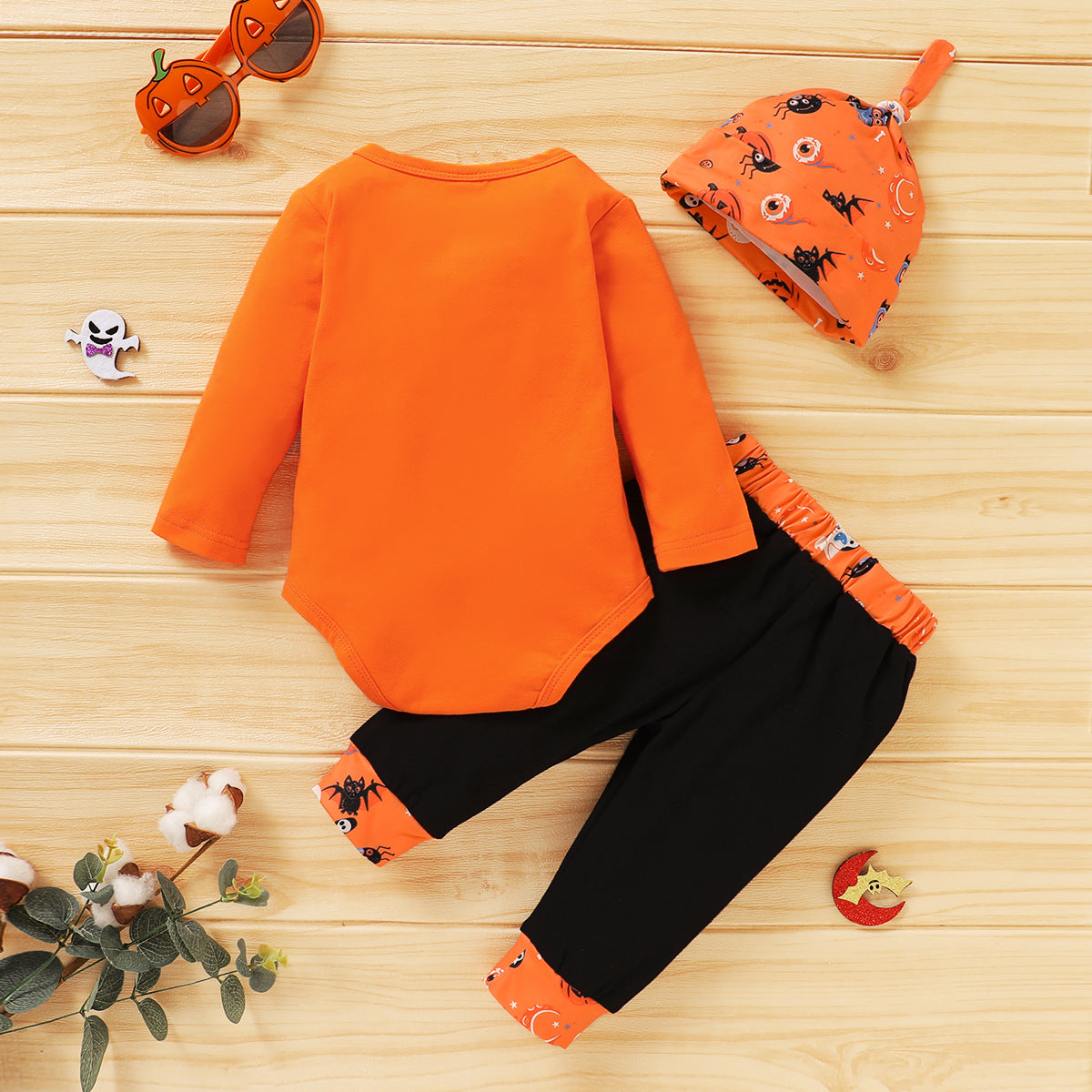 Happy Halloween Baby Pumpkin Print Lettering Harmonic 2 Pcs Set