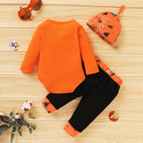 Happy Halloween Baby Pumpkin Print Lettering Harmonic 2 Pcs Set