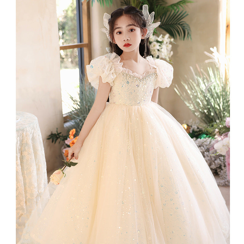 Kid Girl Princess Light Luxury Niche Flower Piano Performance Dresses
