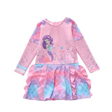 Kid Girl One-piece Long Sleeve Sunscreen Beach Surfing Mermaid Swimsuit