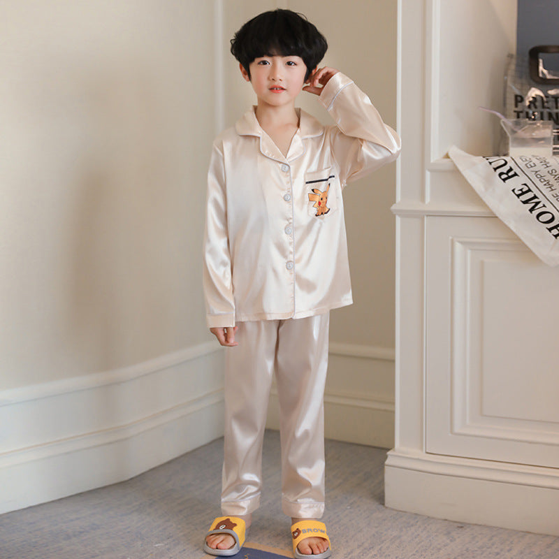 Kid Boy Pajamas Simulted Silk Ice Silk Homewear Pajamas