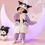 Kid Girls Flannel Thickened Coral Velvet Autumn Winter Pajamas Suits
