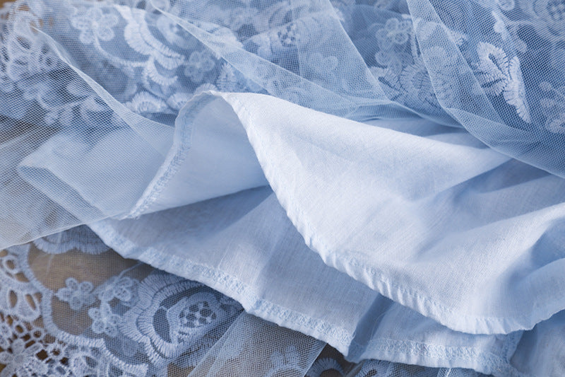 Kid Baby Girl Spring Embroidered Lace Flower Long-sleeved Dresses