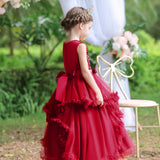 Kid Christmas Girl Princess Sleeveless Glitter Flower Birthday Fluffy Dresses