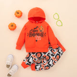 Halloween Kid Baby Boy Pumpkin Smiling Face Printed 2 Pcs Sets