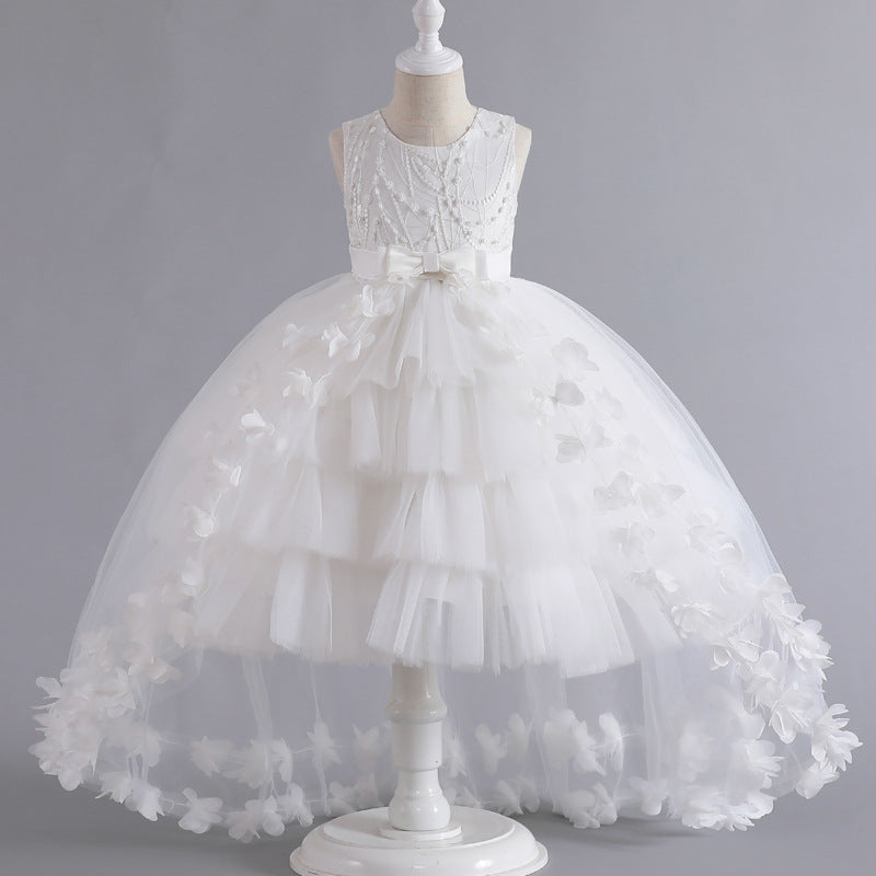 Kid Girl Princess Sleeveless Puffy Flower Wedding Stage Performance Dress
