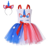 Girls Princess Unicorn Kids July Fourth Independence Day Carnival Dress