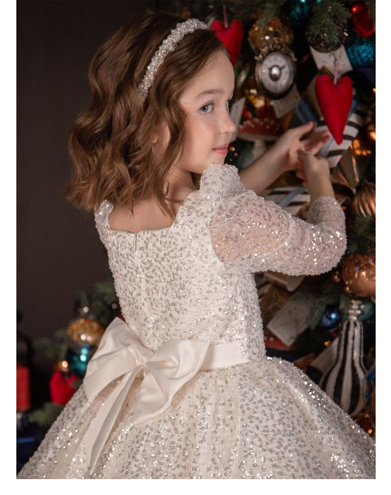 Kid Baby Girl Light Luxury Princess Birthday Pompous Flower Piano Dresses