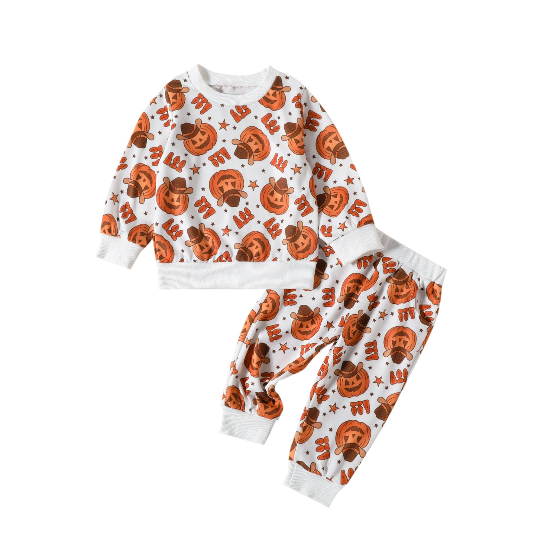 Halloween Kid Baby Boy Pumpkin Print 2 Pcs Set