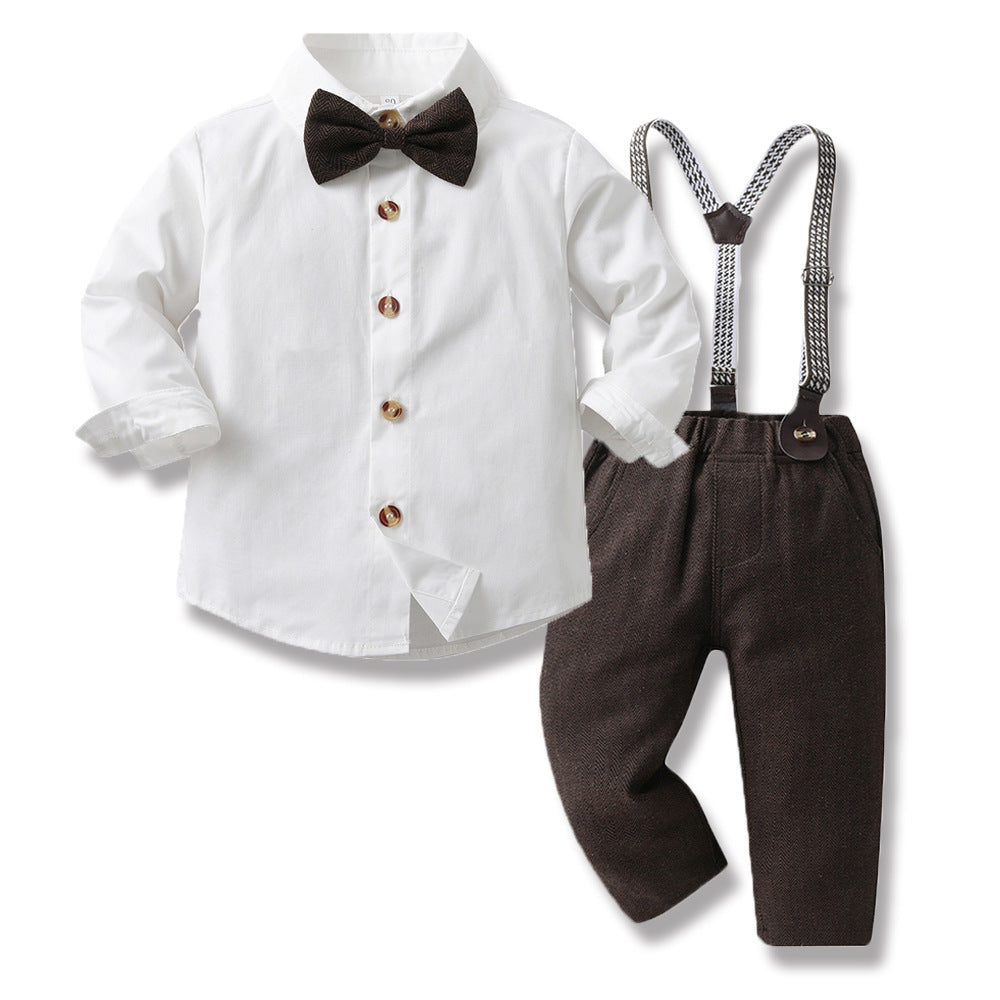 Kid Boy Long-sleeved Cotton Suspenders Korean 3 Pcs Sets