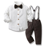 Kid Boy Long-sleeved Cotton Suspenders Korean 3 Pcs Sets